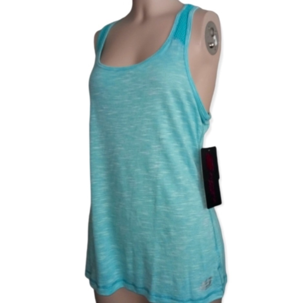 SKECHERS moisture wicking work out tank aqua blue New with tags